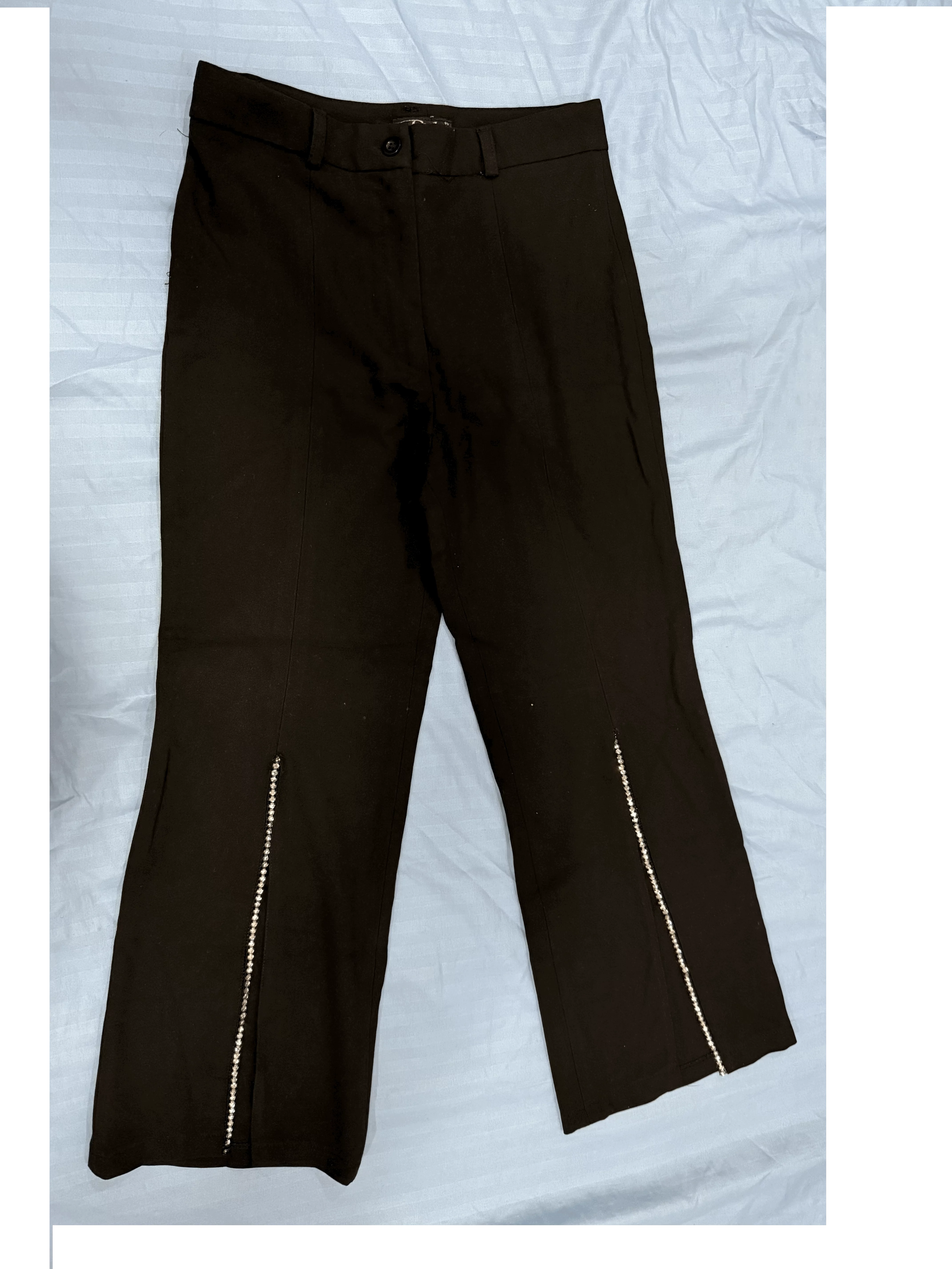 Black Pants with Sequins Slit