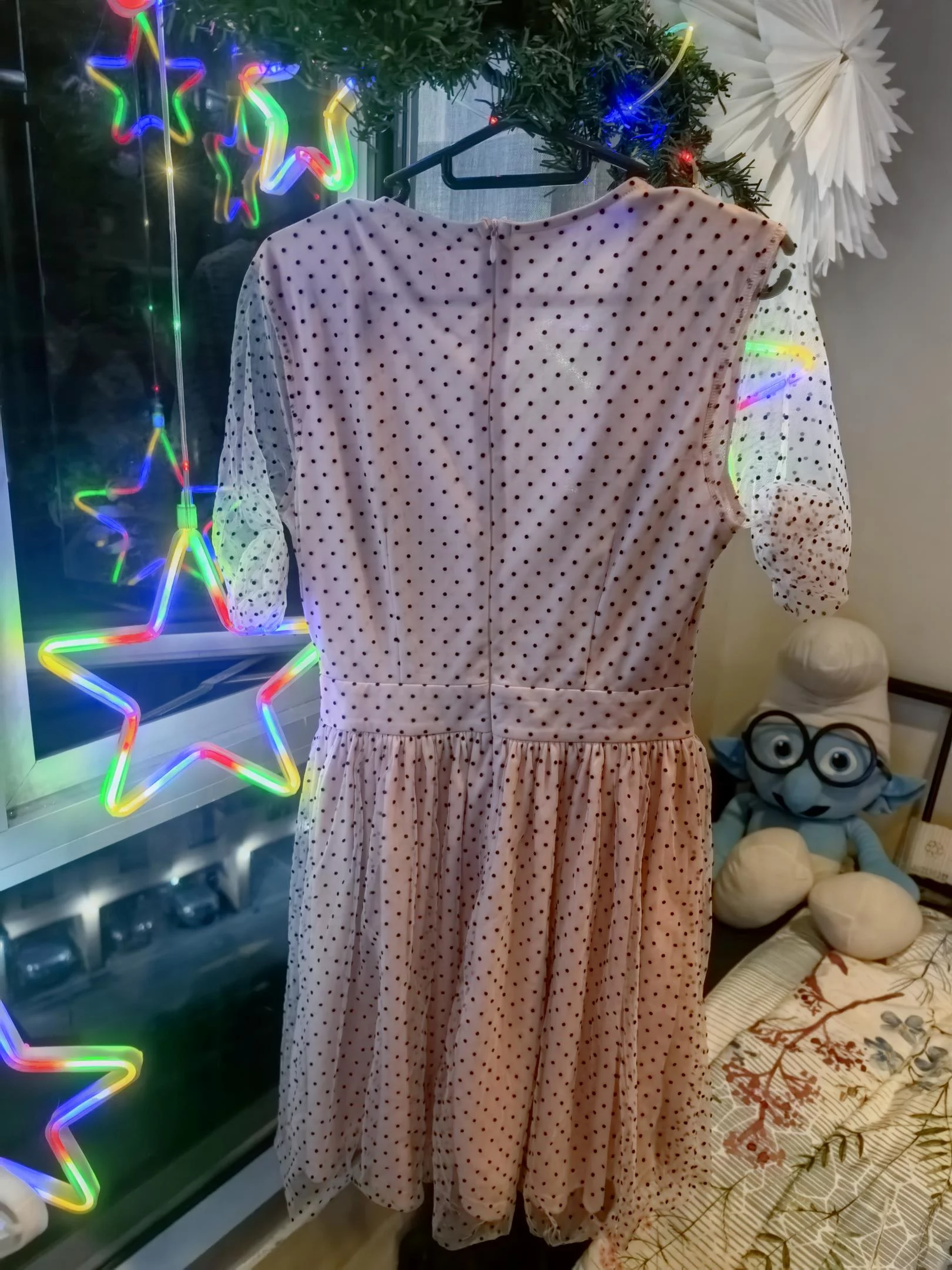 Bubble pink Low V-neck polka dot festival dress