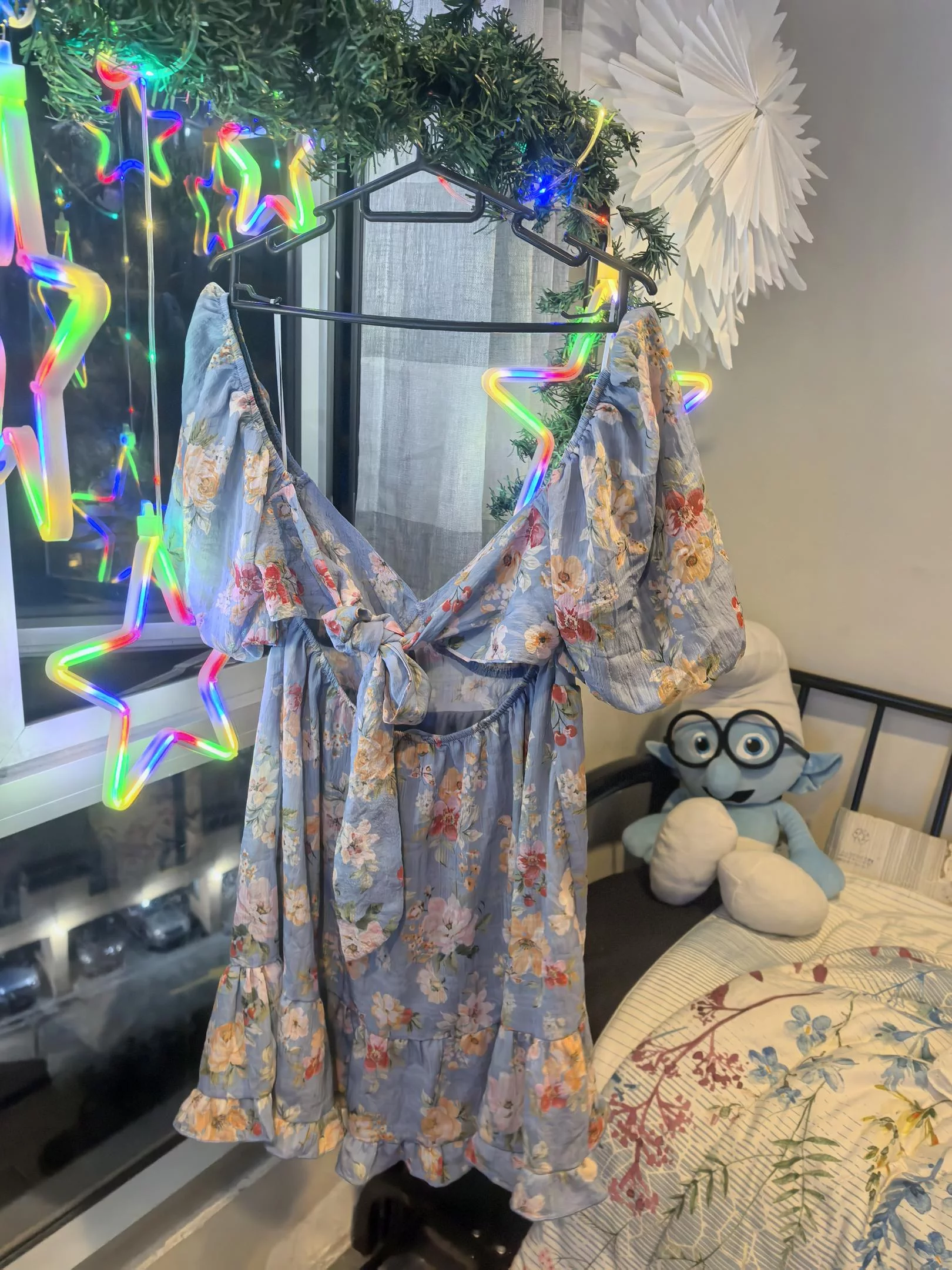 Floral flowy light blue dress