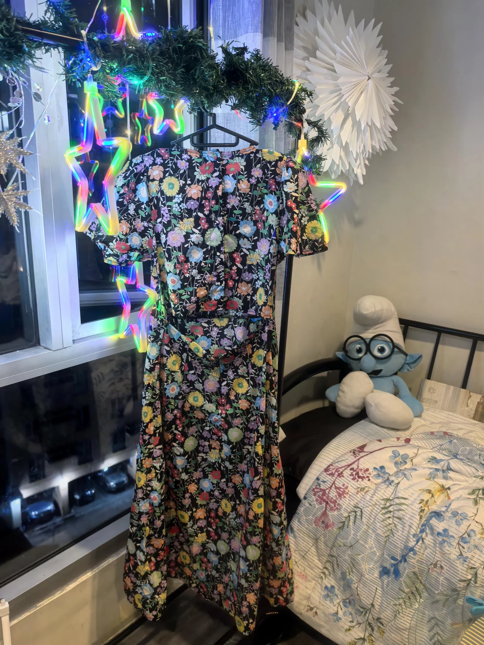 Black floral long dress