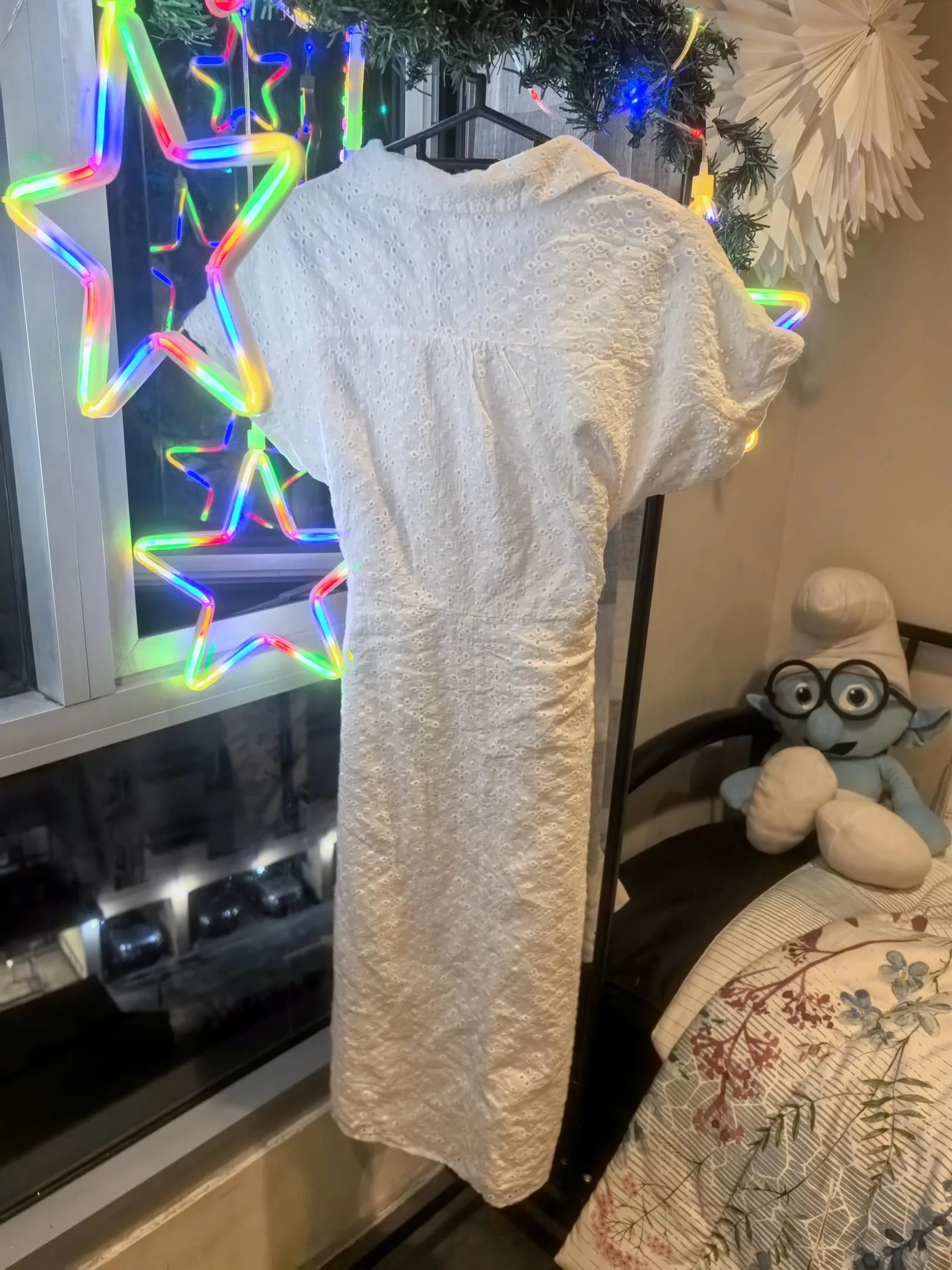 White embroidered fabric dress