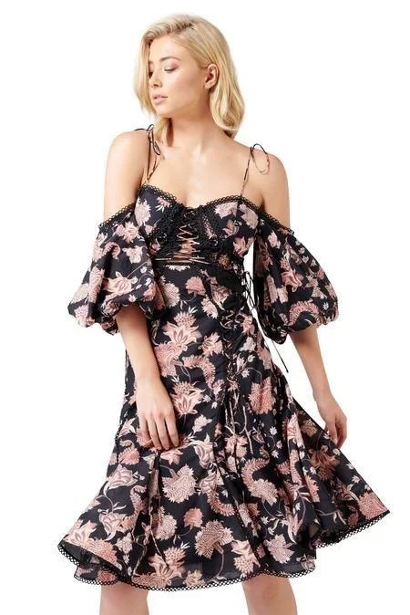 FLORAL PRINT BUSTIER CORSET DRESS