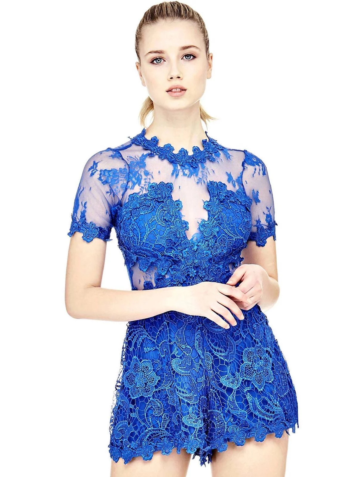 TOPSHOP ROYAL BLUE LACE ROMPER
