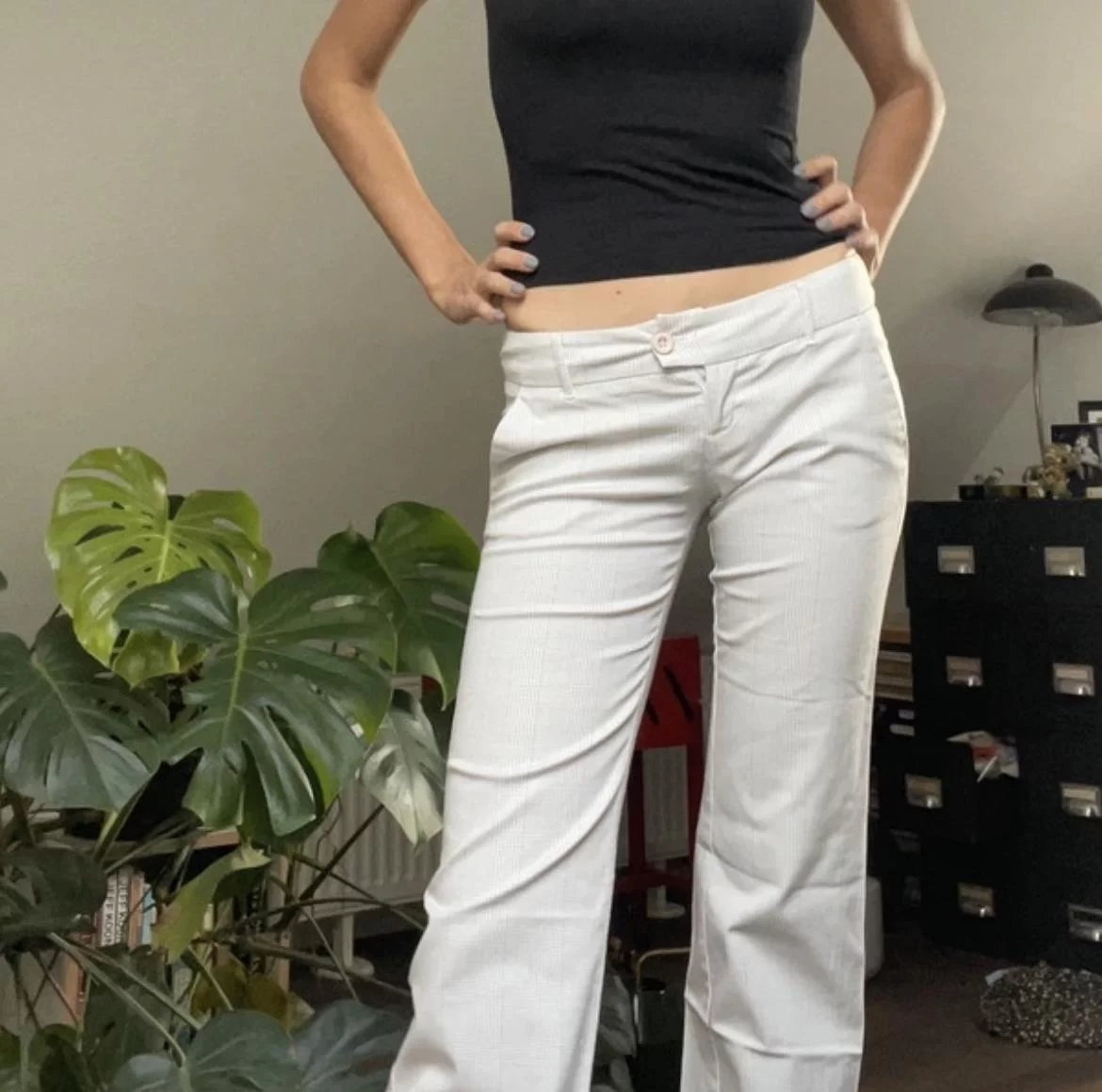 White Y2K pants low waist