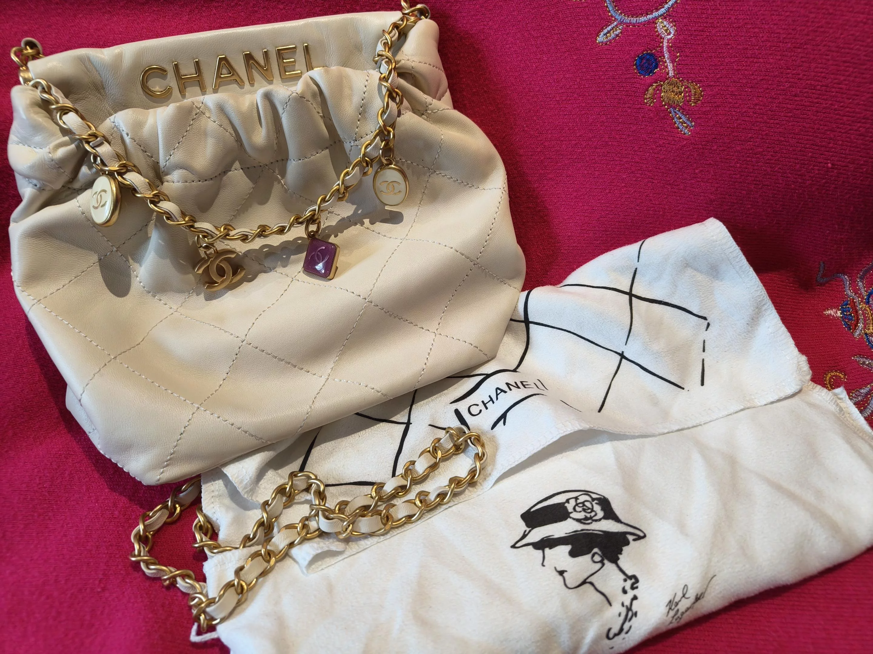 Chanel chain bucket crossbody bag