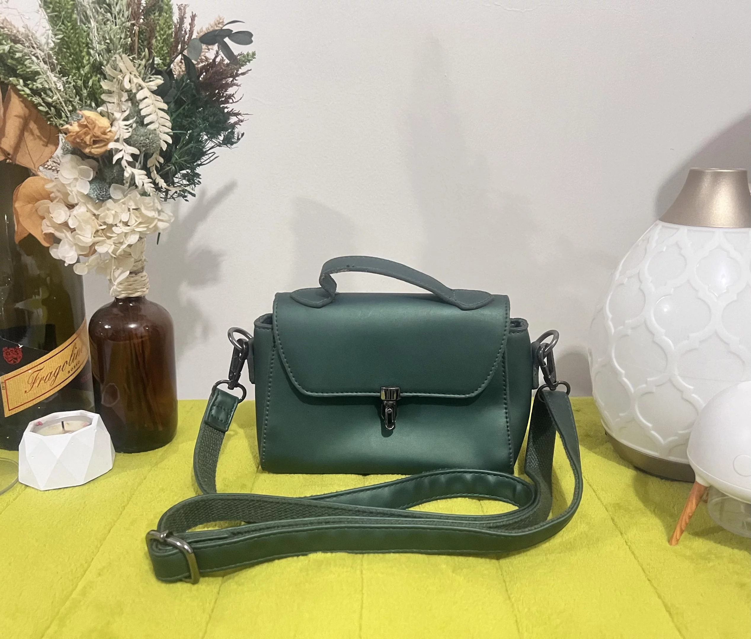 Green Satiny Sling Bag